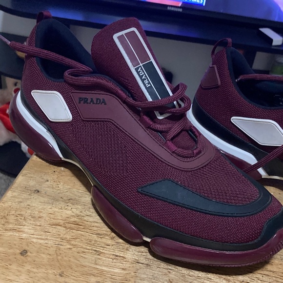 Prada Maroon Athletic Shoes with Black and White Accents - Picture 1 of 4